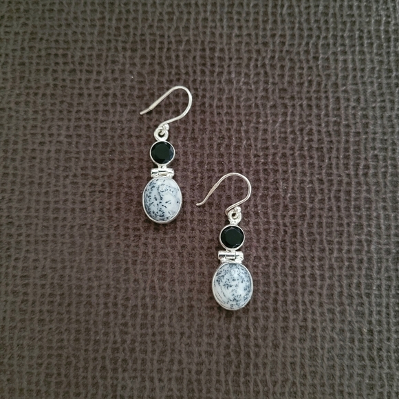 Shivam Oval Shaped Dendritic Agate Earrings - Picture 14 of 14